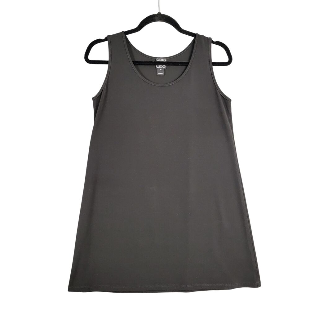 CLARA SUN WOO Black Scoop Neck Sleeveless Shell Top Minimalist Luxury SIZE XS